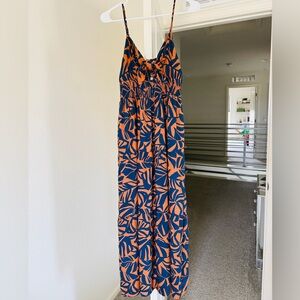 Beautifu Blue and Terracota Cut Out Patterned Dress - New with Tag - Size M